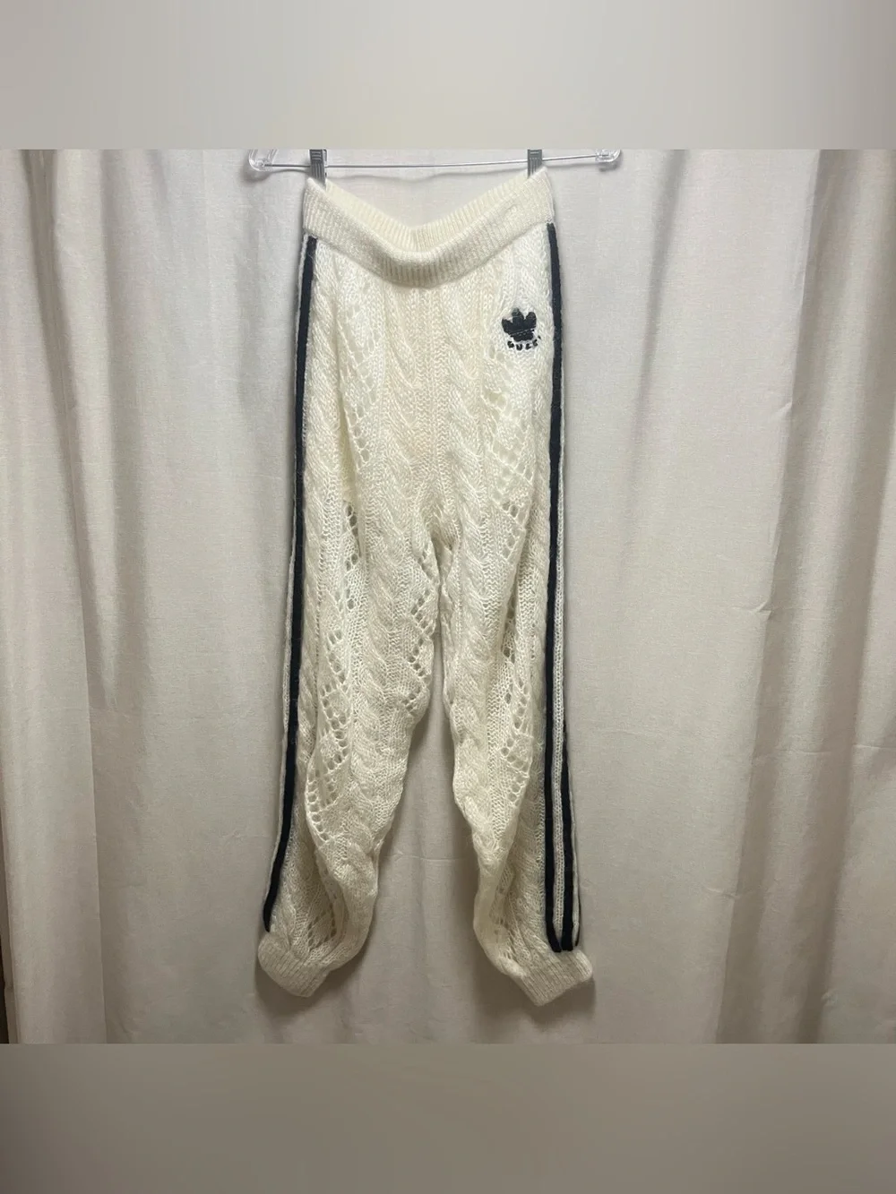 $2150 Gucci X Adidas Wool Mohair Knit Jogger with Removable Silk Shorts, Medium